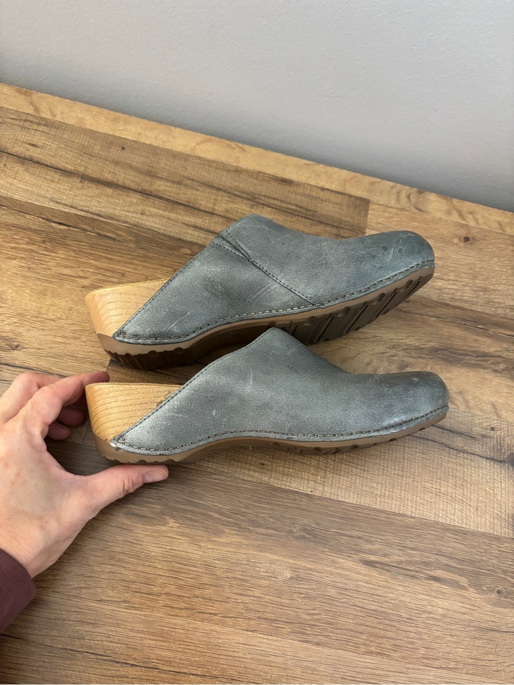 Dansko Talulah Leather Slip On Clog Shoes Mules Light Teal Women’s - Picture 9 of 10